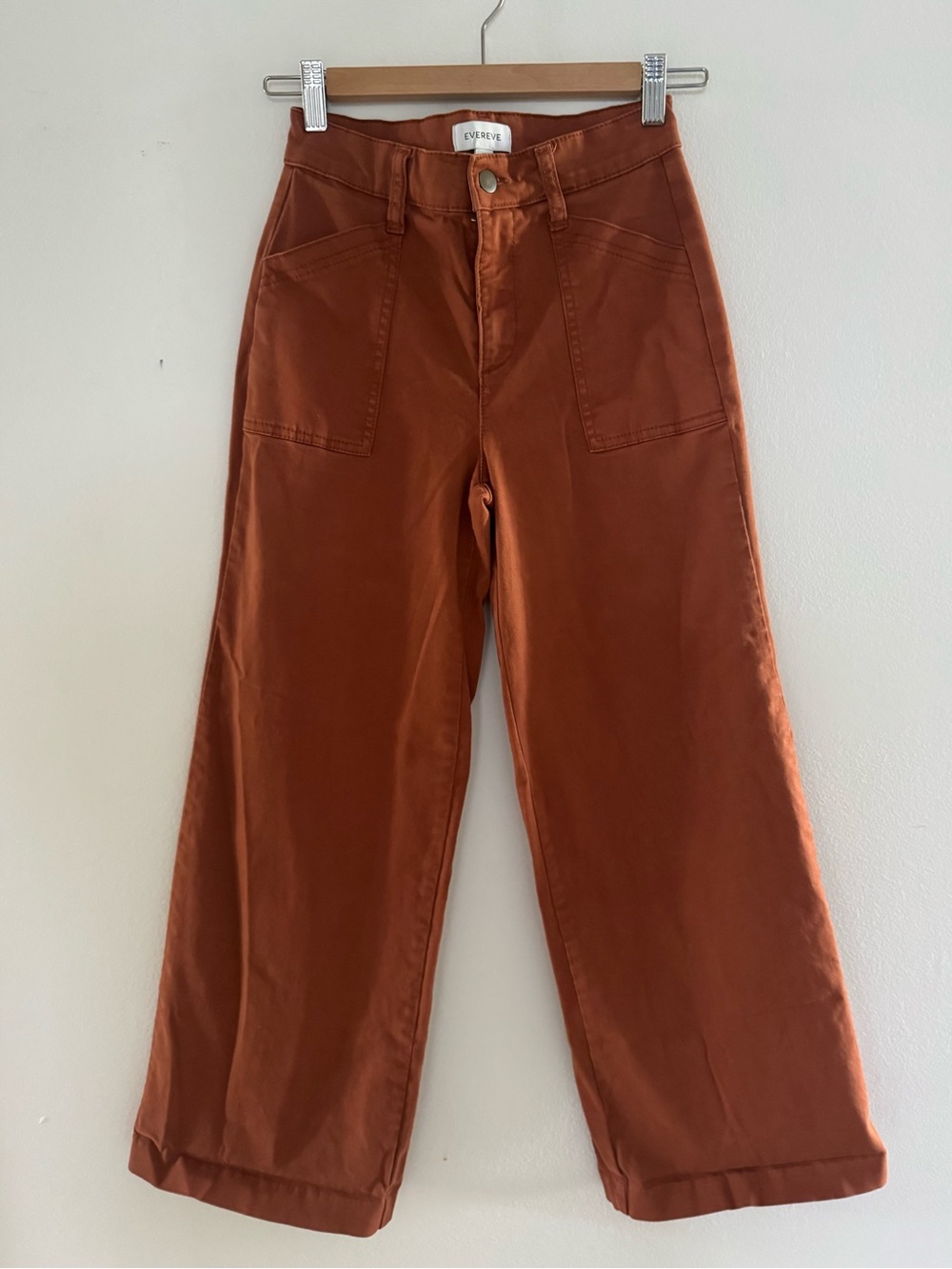 EVEREVE Beth High Rise Wide Leg Pants Mocha Bisque/ Rust Color- 24 Waist  XXS/X